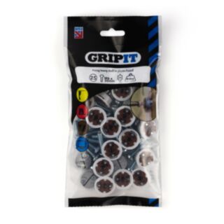 GripIt Plasterboard Fixings Pack of 25 at 20mm (screw 6 x 30mm) (Brown)