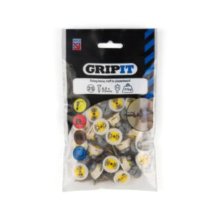 GripIt Plasterboard Fixings Pack of 25 at 15mm (screw 4 x 25mm) (Yellow)